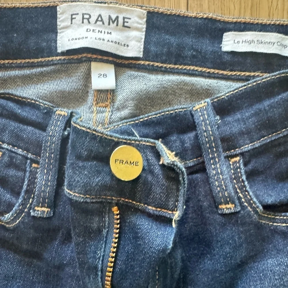 FRAME Le High Skinny Crop Jeans Dark Wash Premium Denim
